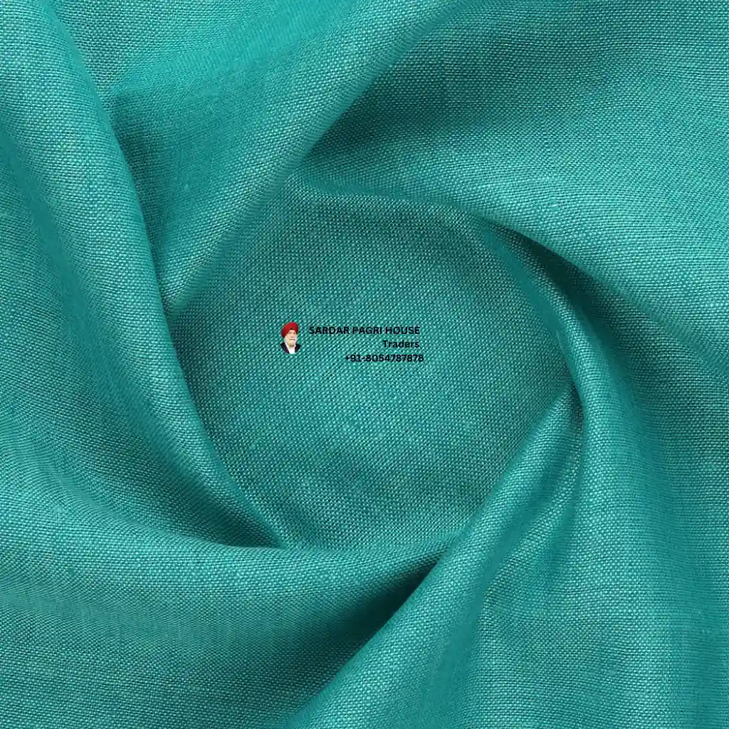 Myrtle Green Color Pure Linen Plain Shirt Fabric