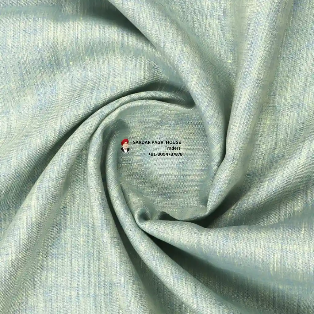 Pastel Green Color Pure Linen Plain Shirt Fabric