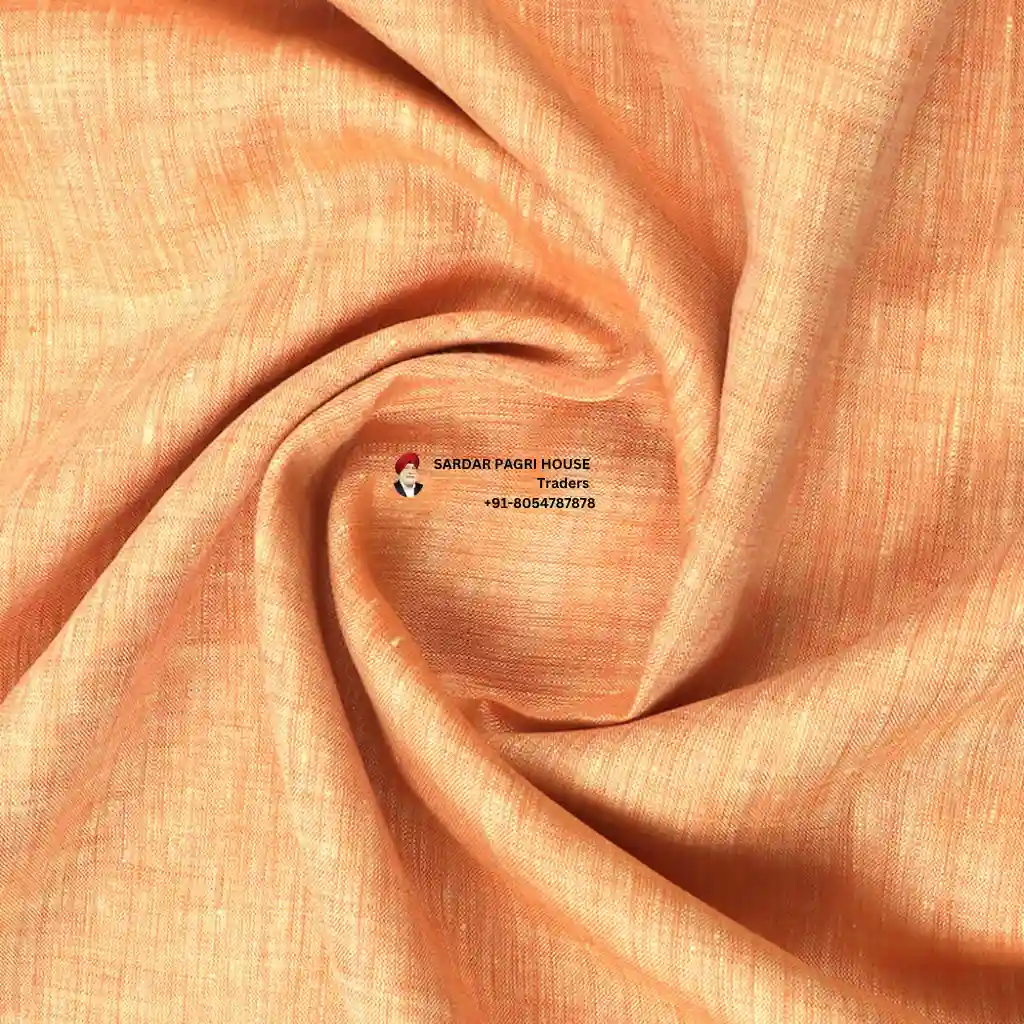 Peach Color Pure Linen Plain Shirt Fabric