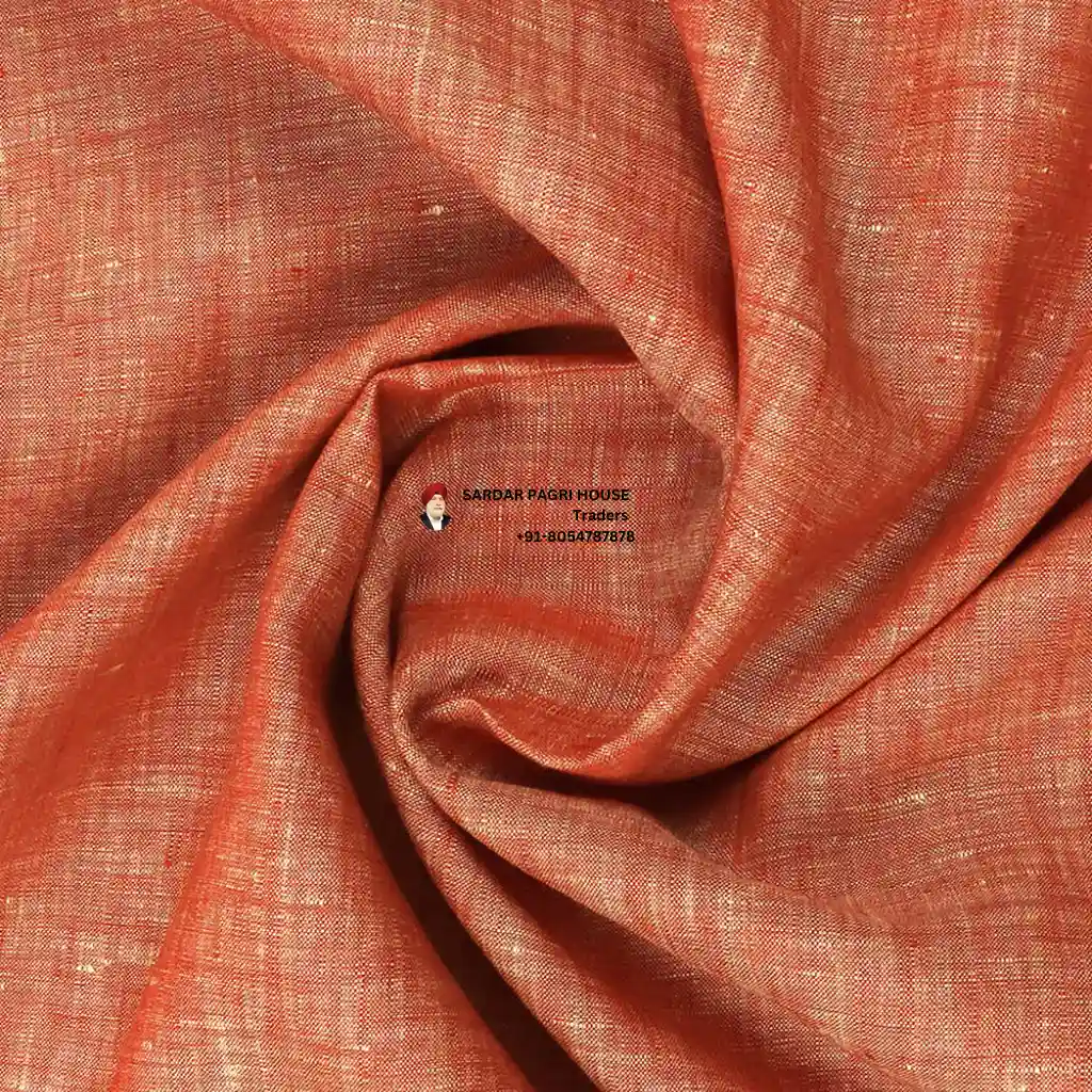 Rust Brown Color Pure Linen Plain Shirt Fabric