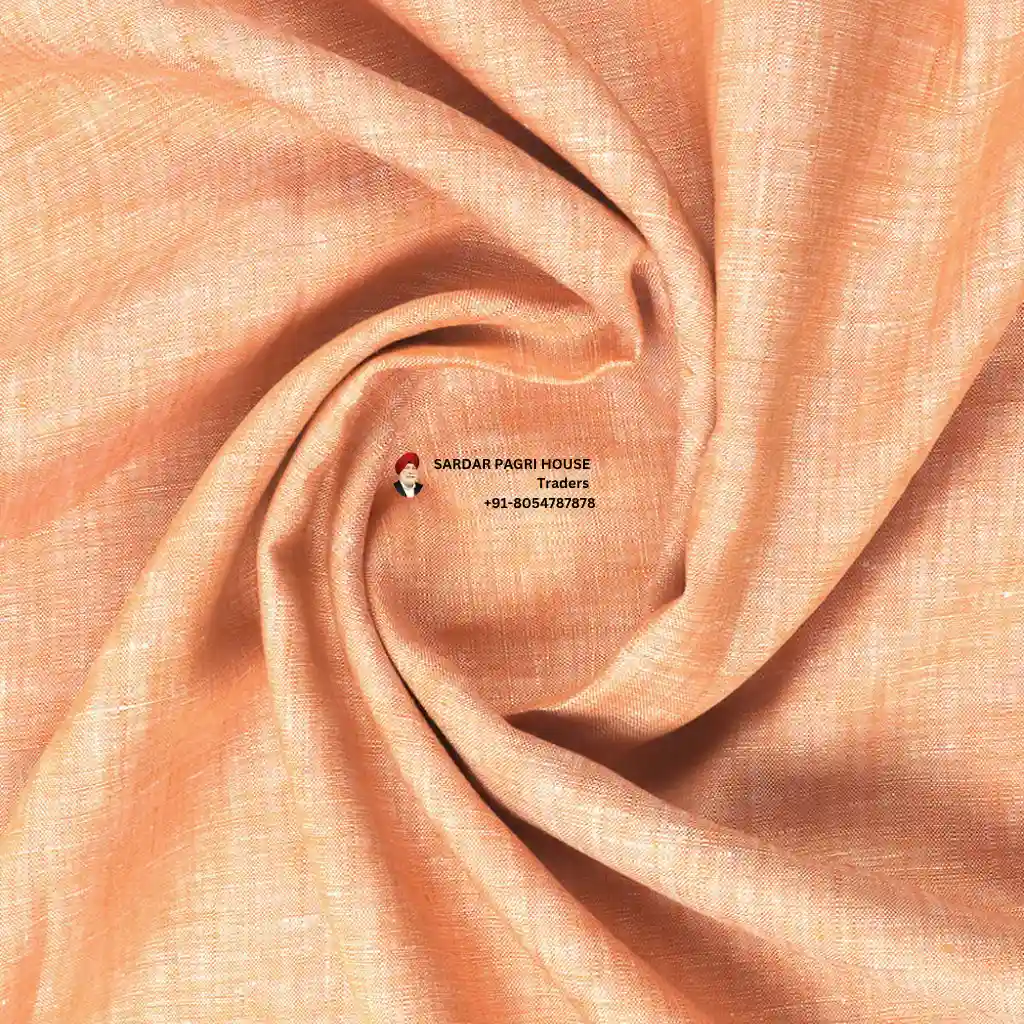 Salmon Pink Color Pure Linen Plain Shirt Fabric
