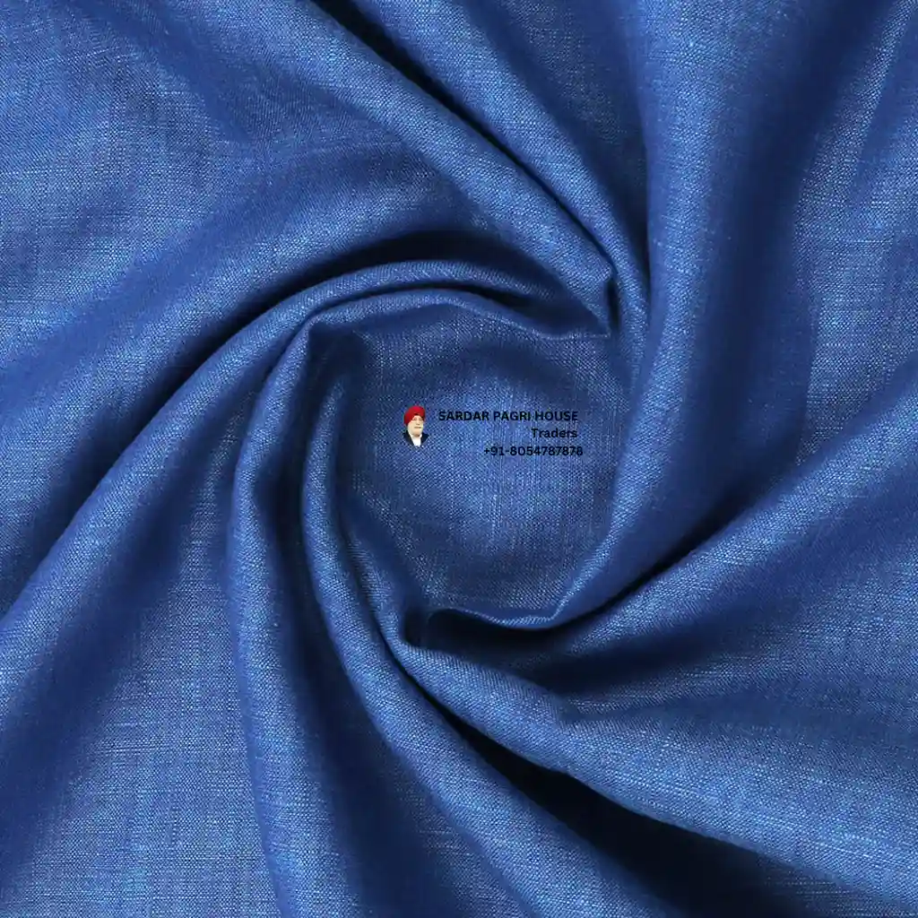 Sapphire Blue Color Pure Linen Plain Shirt Fabric