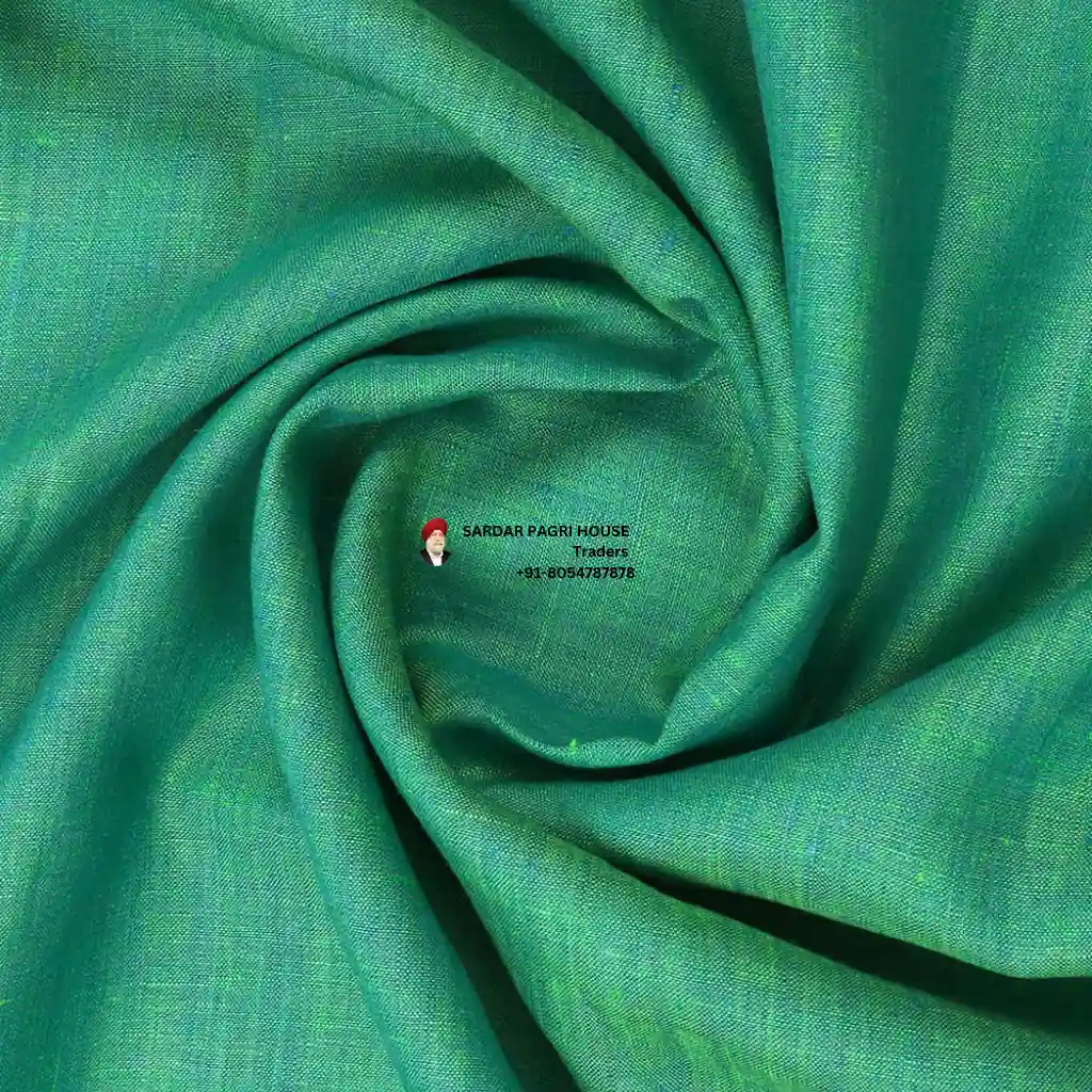 Sea Green Color Pure Linen Plain Shirt Fabric