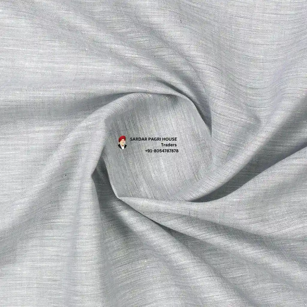 Smoke White Color Pure Linen Plain Shirt Fabric