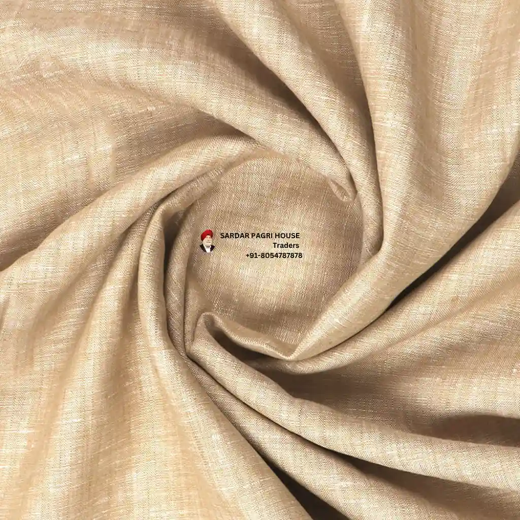 Tan Brown Color Pure Linen Plain Shirt Fabric