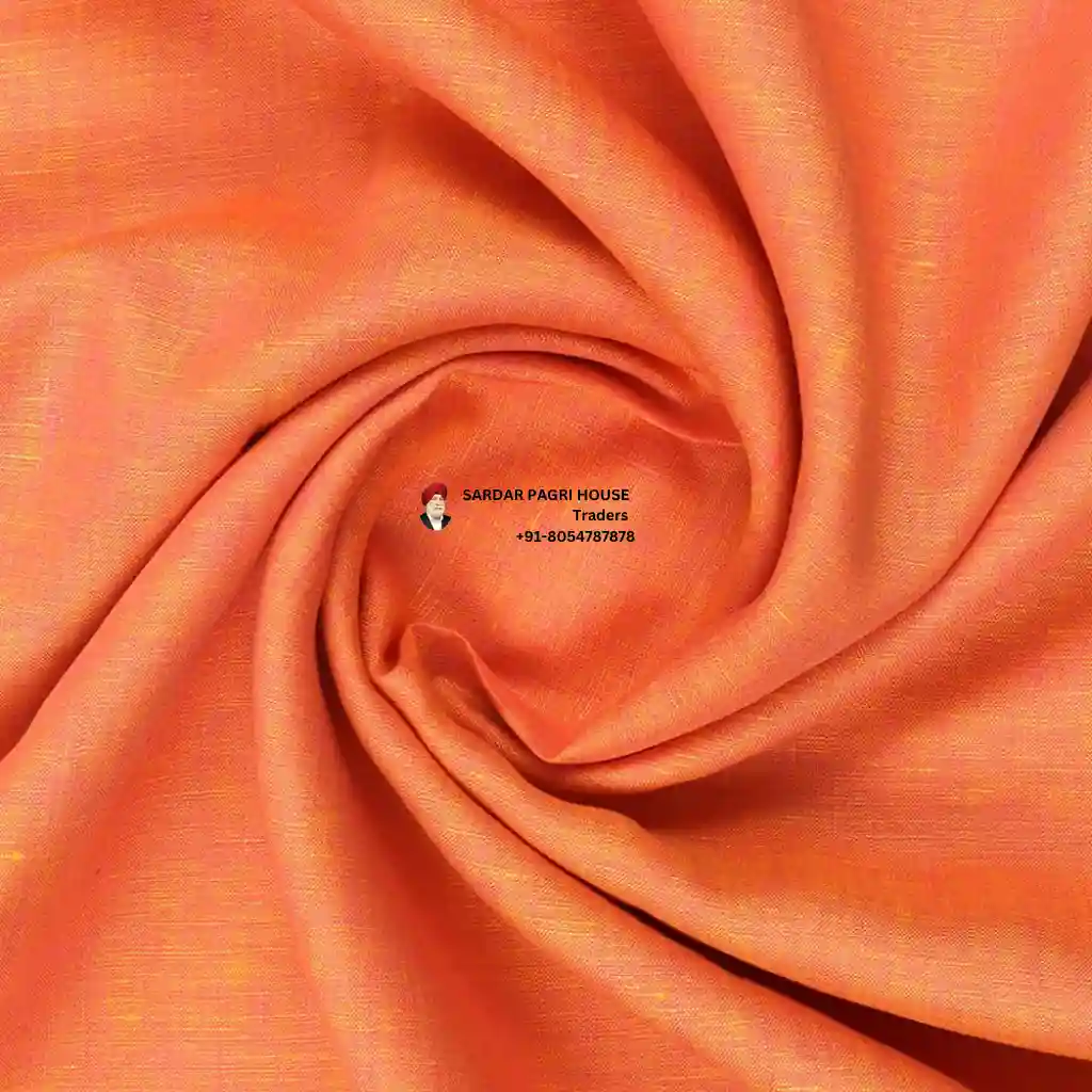 Tangerine Orange Color Pure Linen Plain Shirt Fabric