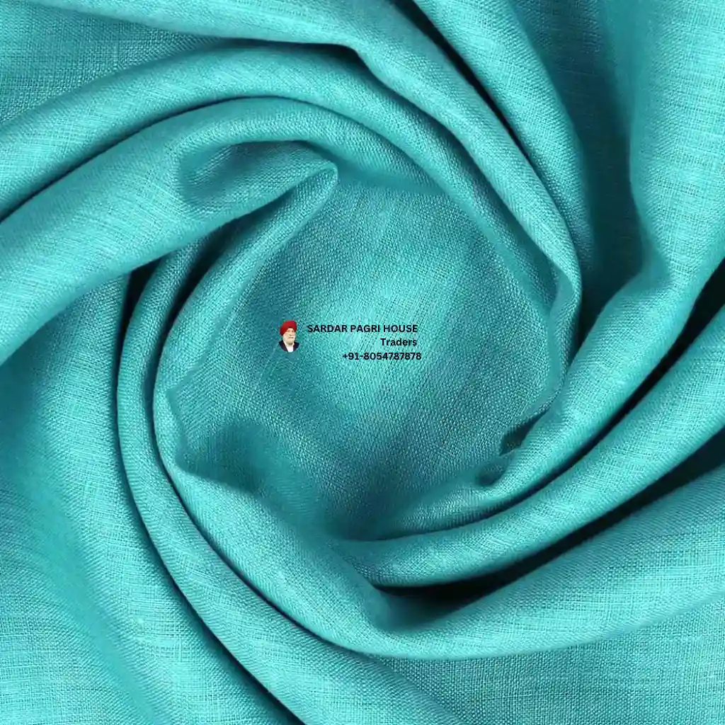 Turquoise Blue Color Pure Linen Plain Shirt Fabric