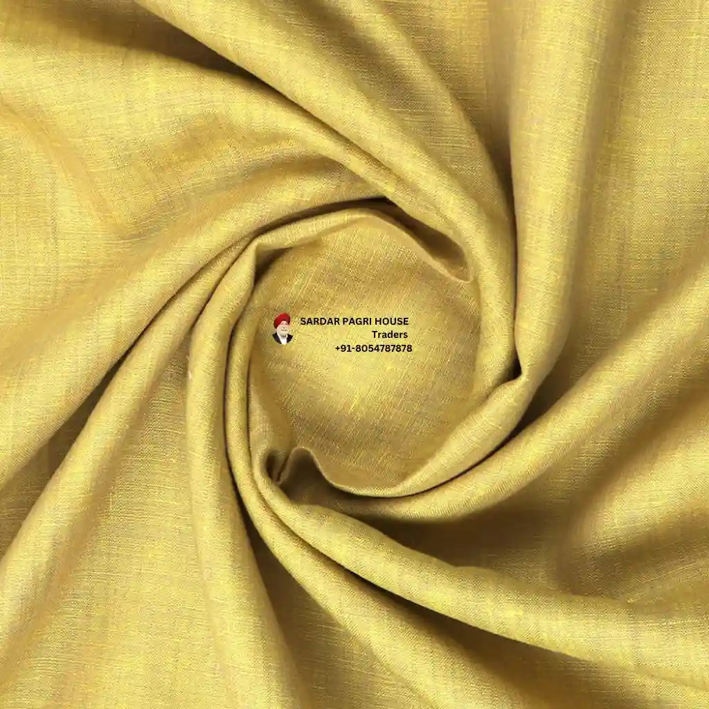 Yellow Color Pure Linen Plain Shirt Fabric