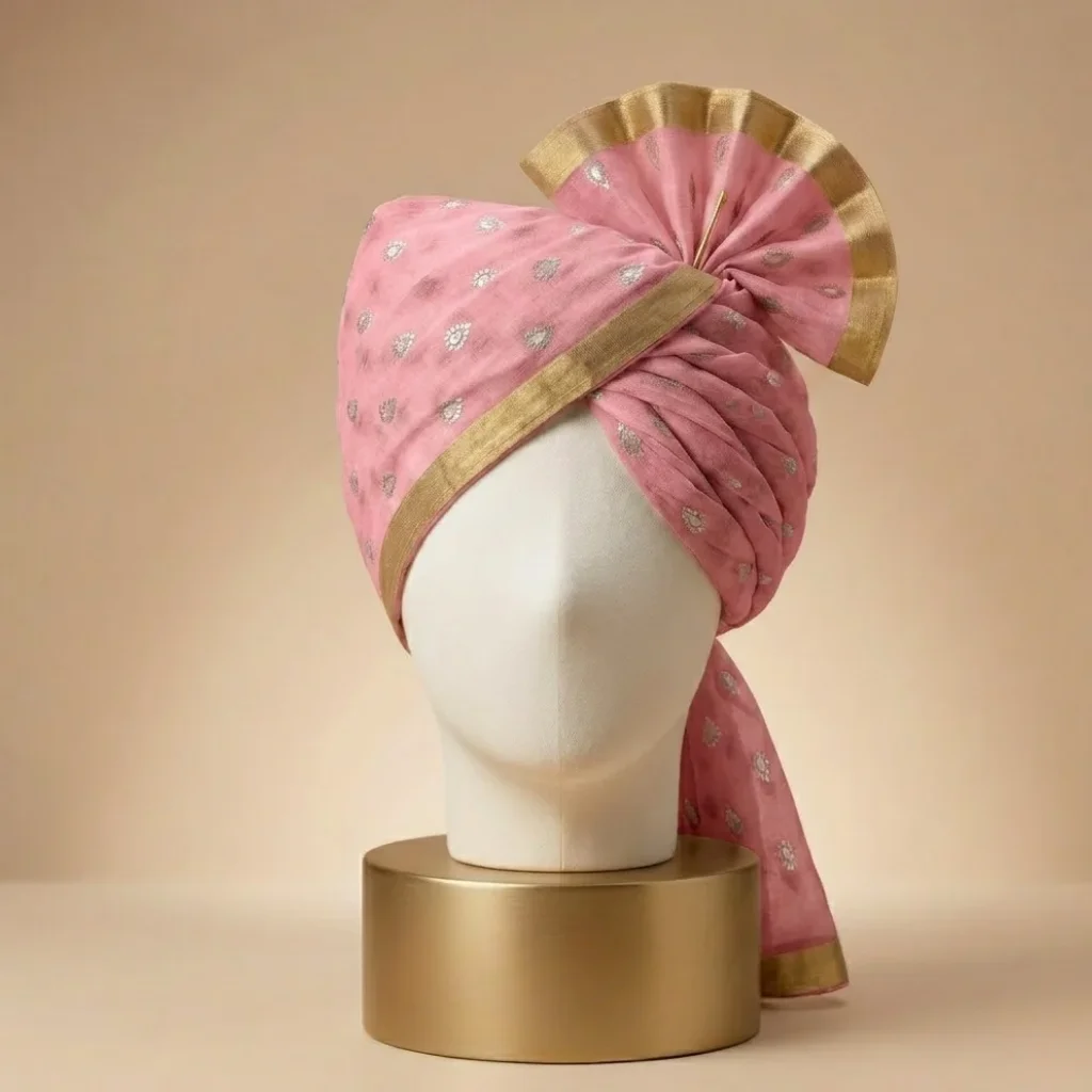 5-meter-baby-pink-printed-tissue-hindu-wedding-turban