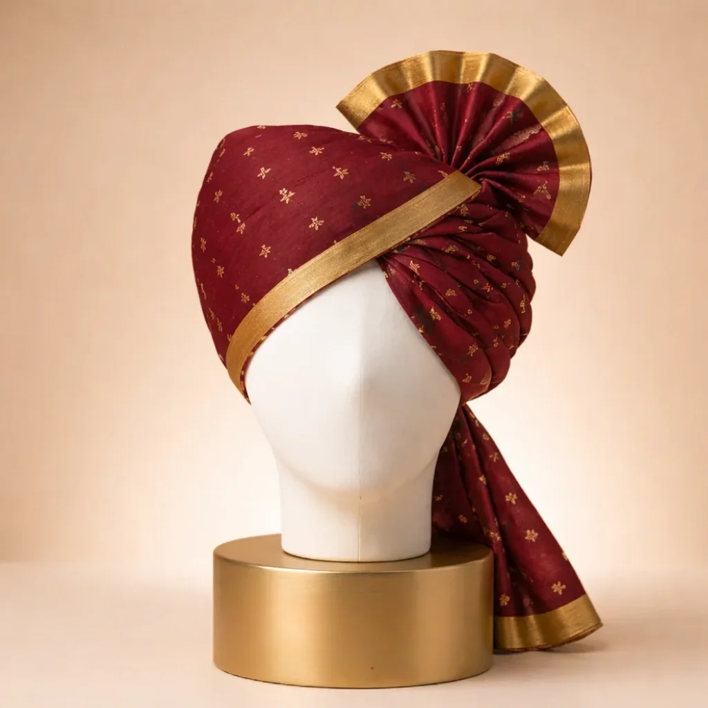 5-meter-crimson-maroon-printed-tissue-hindu-wedding-turban