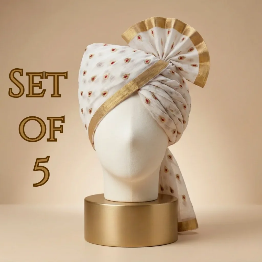 -5-meter-daisy-white-printed-tissue-hindu-wedding-turban-online