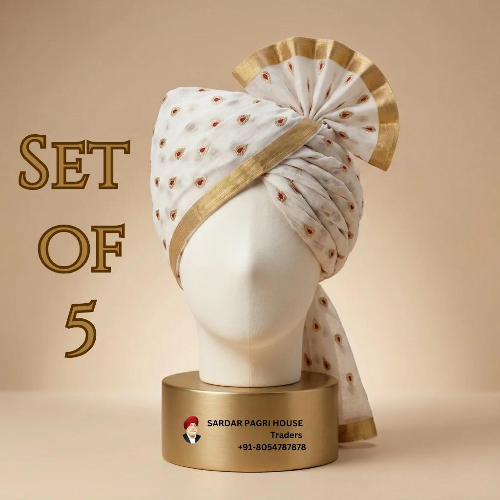 -5-meter-daisy-white-printed-tissue-hindu-wedding-turban-online