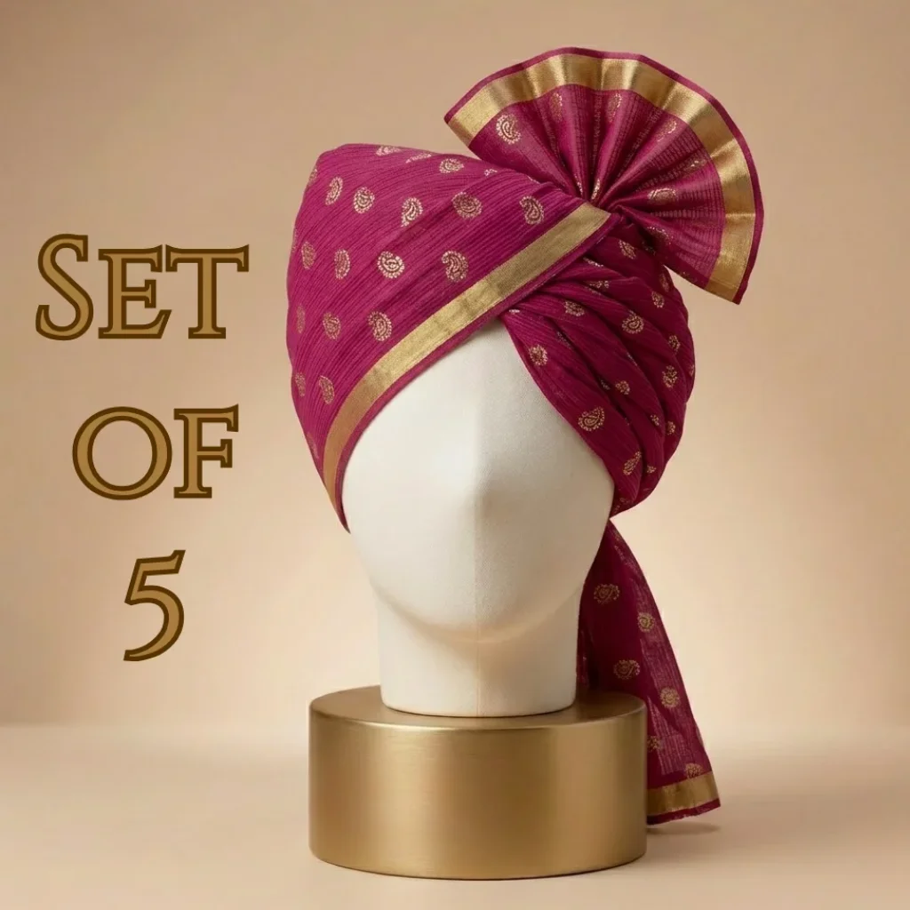 -5-meter-dark-pink-printed-tissue-hindu-wedding-turban