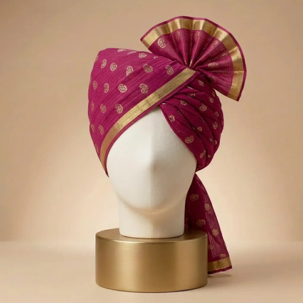 5-meter-dark-pink-printed-tissue-hindu-wedding-turban