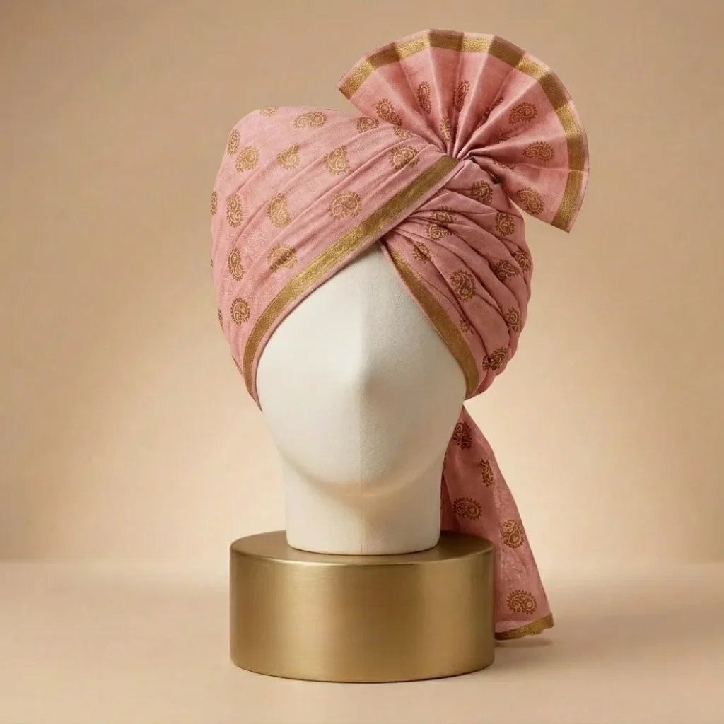5 Meter Flamingo Pink Printed Tissue Hindu Wedding Turban
