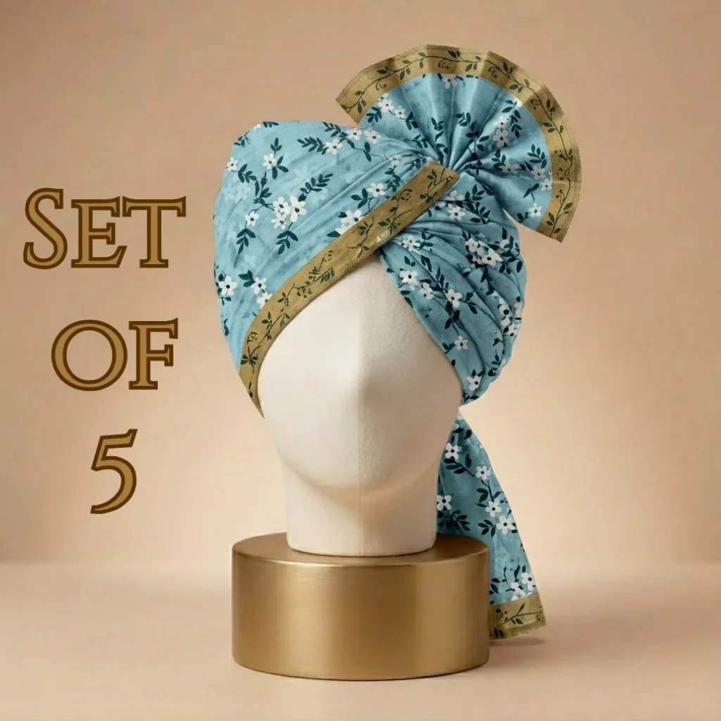 -5-meter-floral-blue-printed-tissue-hindu-wedding-turban