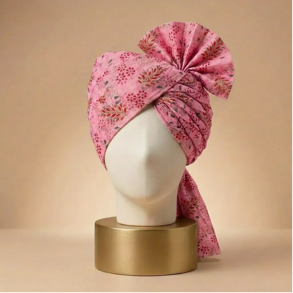 5-meter-floral-pink-printed-tissue-hindu-wedding-turban