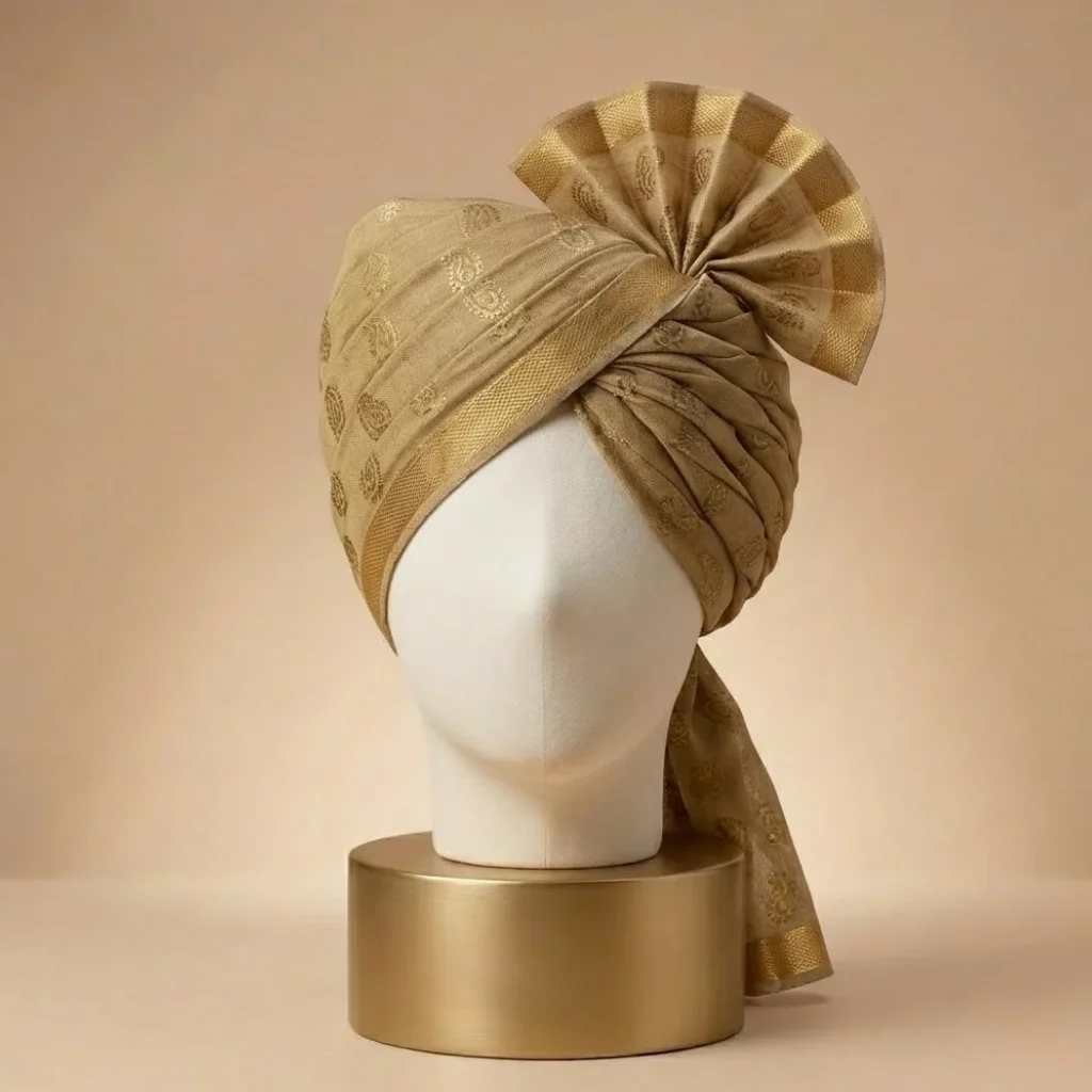 buy-5-meter-light-golden-printed-tissue-hindu-wedding-turban