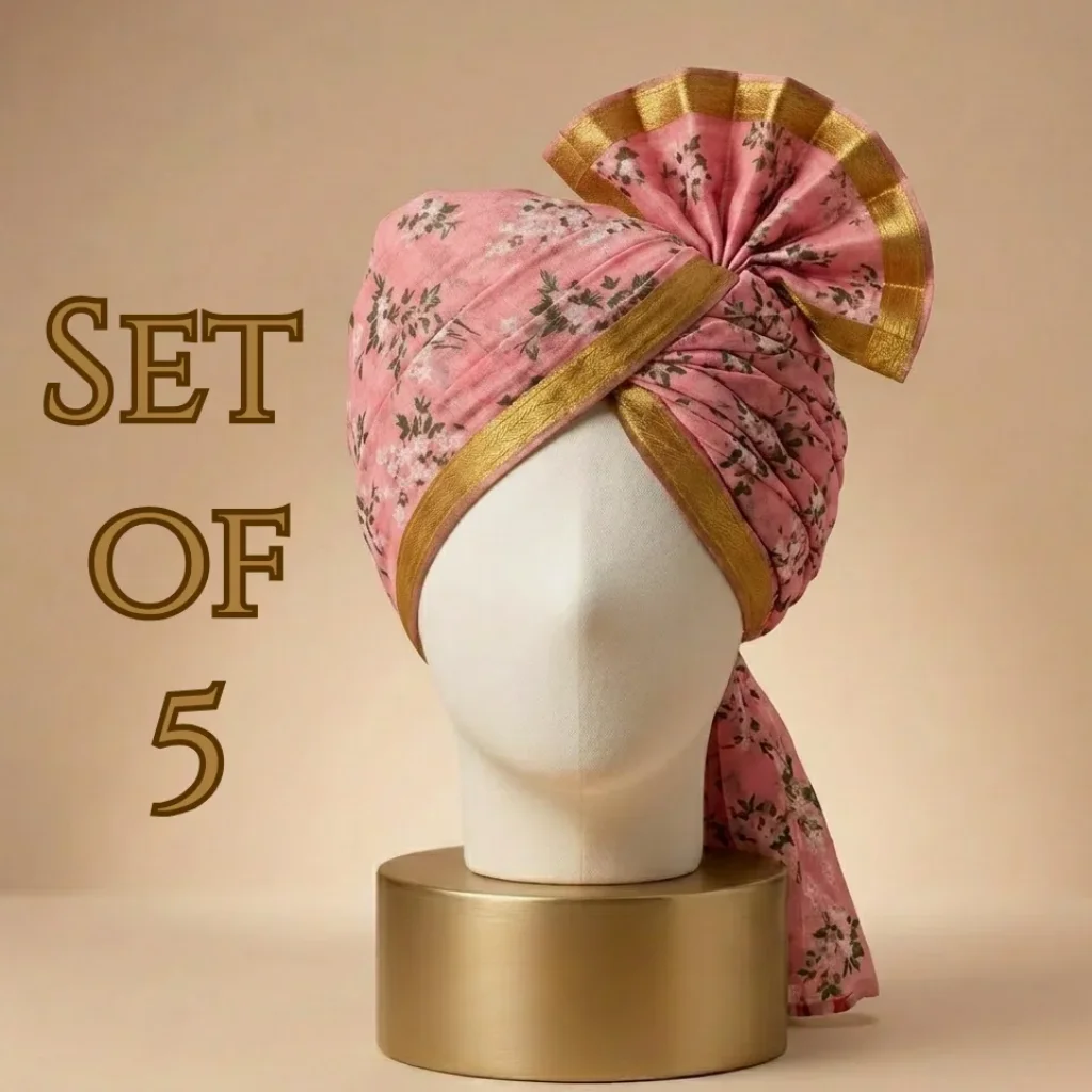 5-meter-peach-pink-printed-tissue-hindu-wedding-turban-
