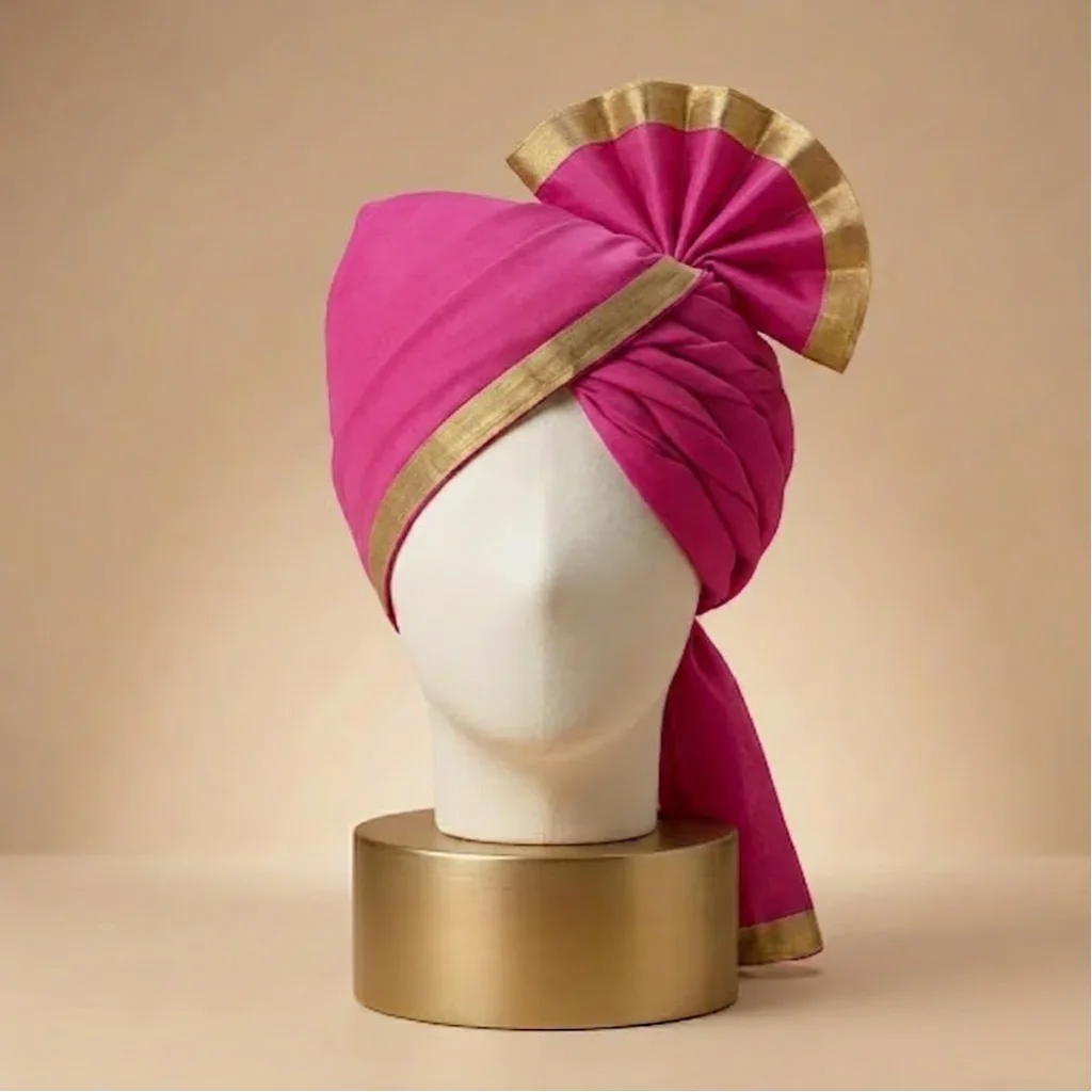 5 Meter Pink Tissue Hindu Wedding Turban