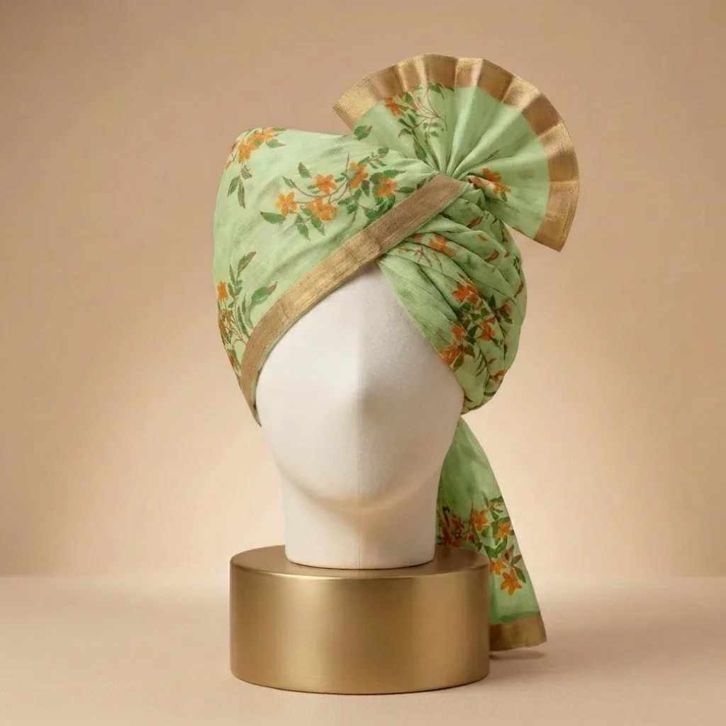 5-meter-pistachio-green-printed-tissue-hindu-wedding-turban