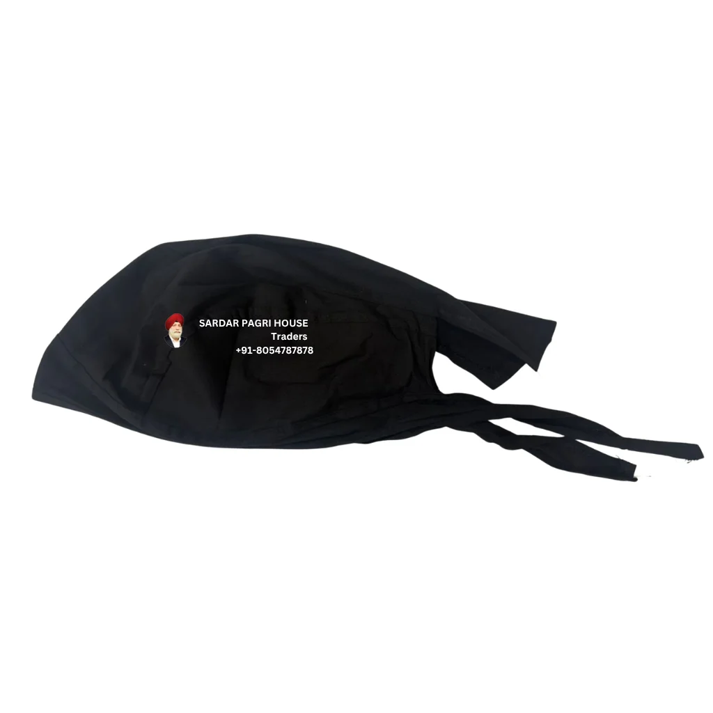 Black Thin Cotton Two Knot Cotton Patka