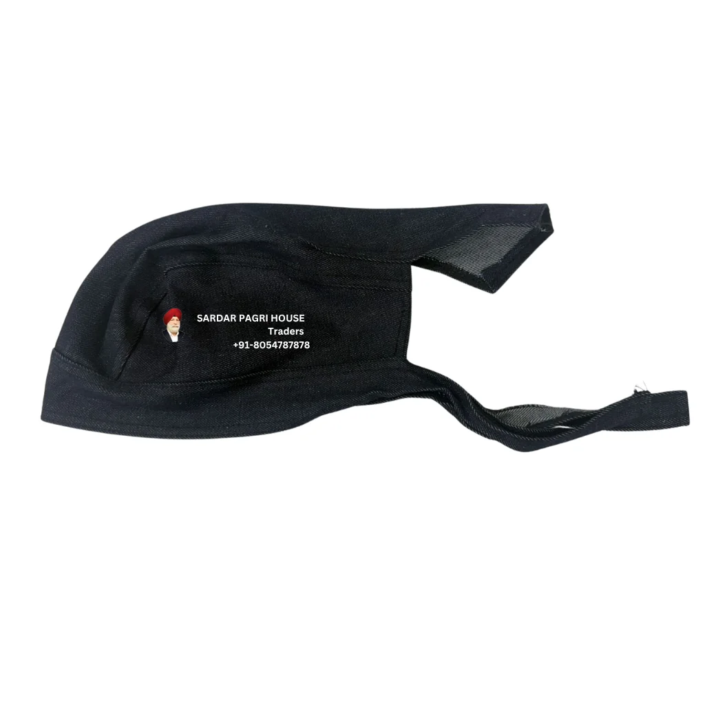 Thick Black Non Stretchable Two Knot Denim Patka